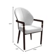 Velvet Dining Arm Chair in Rubberwood with Gold Accents in White
