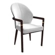 Velvet Dining Arm Chair in Rubberwood with Gold Accents in White