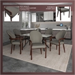 Leather Dining Arm Chair in Rubberwood with Gold Accents in Khaki