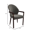 Leather Dining Arm Chair in Rubberwood with Gold Accents in Khaki