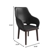Leather Dining Chair with Rubberwood Base in Dark Gray
