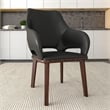 Leather Dining Chair with Rubberwood Base in Dark Gray