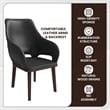 Leather Dining Chair with Rubberwood Base in Dark Gray