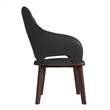 Leather Dining Chair with Rubberwood Base in Dark Gray