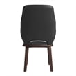 Leather Dining Chair with Rubberwood Base in Dark Gray