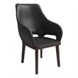Leather Dining Chair with Rubberwood Base in Dark Gray