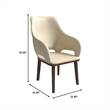 Leather Dining Chair with Rubberwood Base in Off White