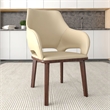 Leather Dining Chair with Rubberwood Base in Off White