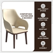 Leather Dining Chair with Rubberwood Base in Off White