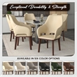 Leather Dining Chair with Rubberwood Base in Off White