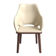 Leather Dining Chair with Rubberwood Base in Off White