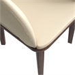 Leather Dining Chair with Rubberwood Base in Off White