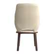 Leather Dining Chair with Rubberwood Base in Off White