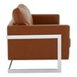 Leather Loveseat with Removable Cushions and Stainless Steel Base in Brown