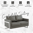 Leather Loveseat with Removable Cushions and Stainless Steel Base in Grey