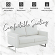 Leather Loveseat with Removable Cushions and Stainless Steel Base in White