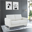 Leather Loveseat with Removable Cushions and Stainless Steel Base in White
