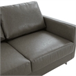 LeisureMod 3-Seater Leather Sofa with Removable Cushions/Steel Base in Grey