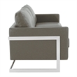 LeisureMod 3-Seater Leather Sofa with Removable Cushions/Steel Base in Grey