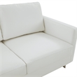 LeisureMod 3-Seater Leather Sofa with Removable Cushions/Steel Base in White