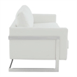 LeisureMod 3-Seater Leather Sofa with Removable Cushions/Steel Base in White