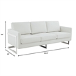 LeisureMod 3-Seater Leather Sofa with Removable Cushions/Steel Base in White