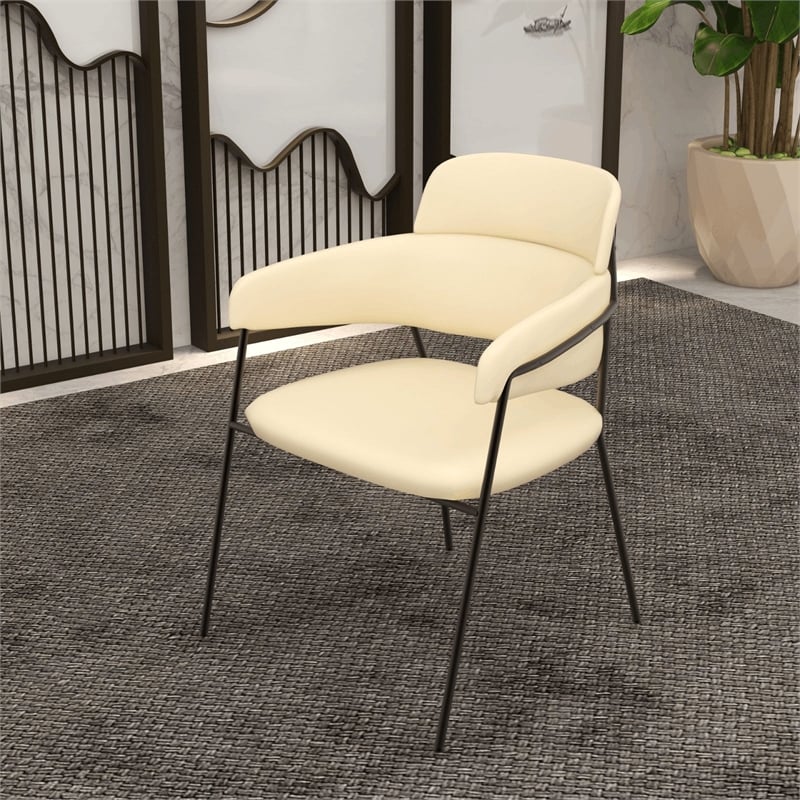 Velvet Dining Chair with Powder-Coated Stainless Steel Legs in Beige