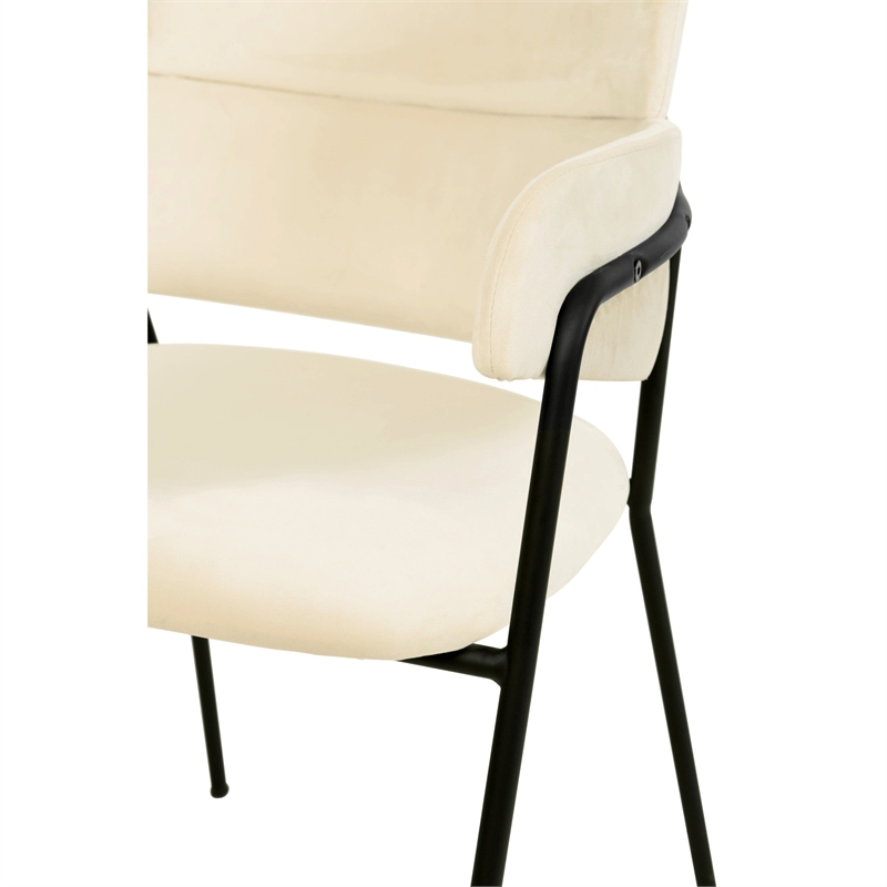 Velvet Dining Chair with Powder-Coated Stainless Steel Legs in Beige