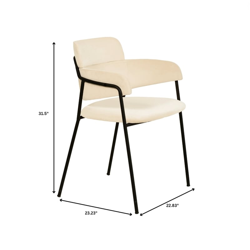 Velvet Dining Chair with Powder-Coated Stainless Steel Legs in Beige