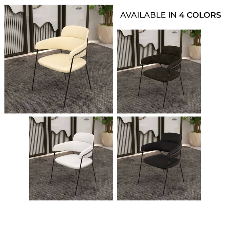 Velvet Dining Chair with Powder-Coated Stainless Steel Legs in Beige