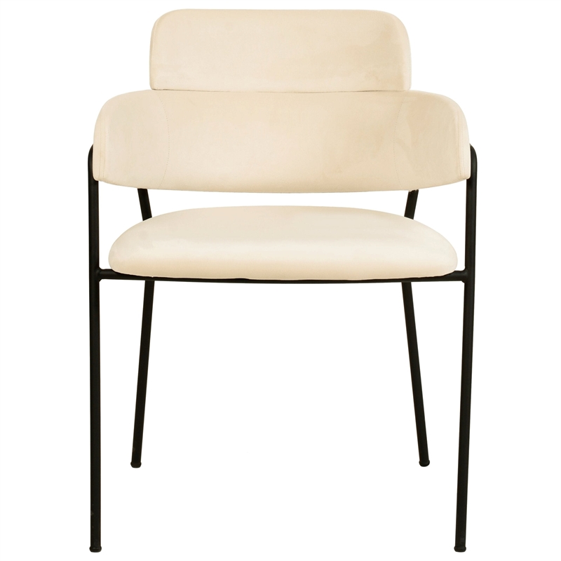 Velvet Dining Chair with Powder-Coated Stainless Steel Legs in Beige