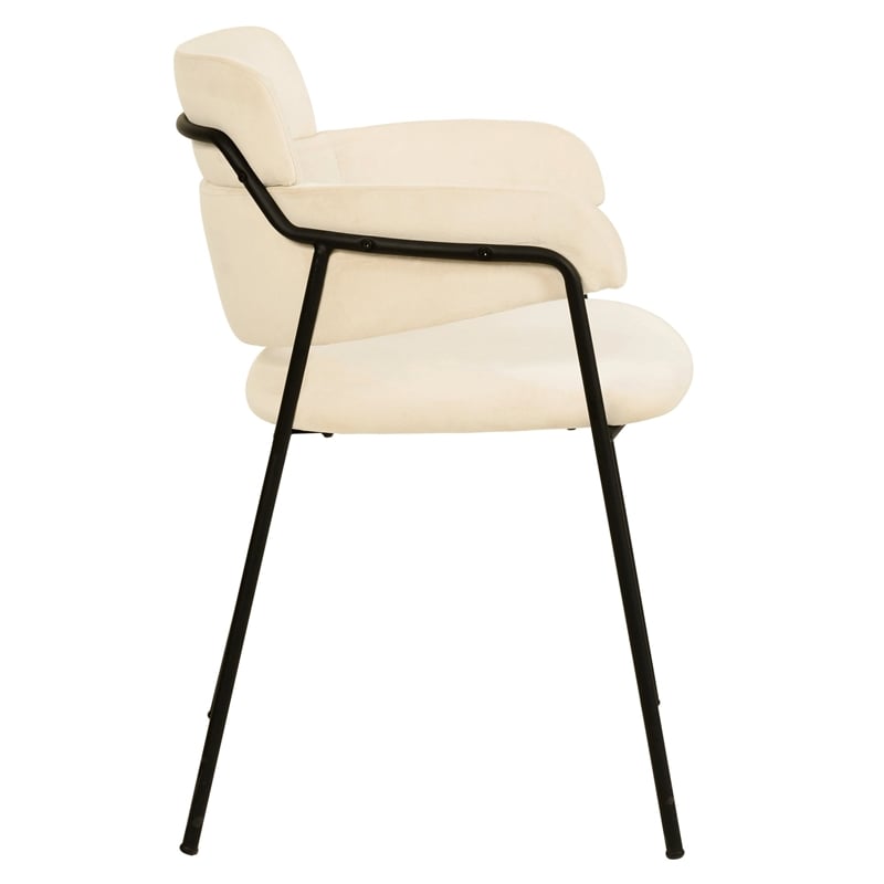 Velvet Dining Chair with Powder-Coated Stainless Steel Legs in Beige