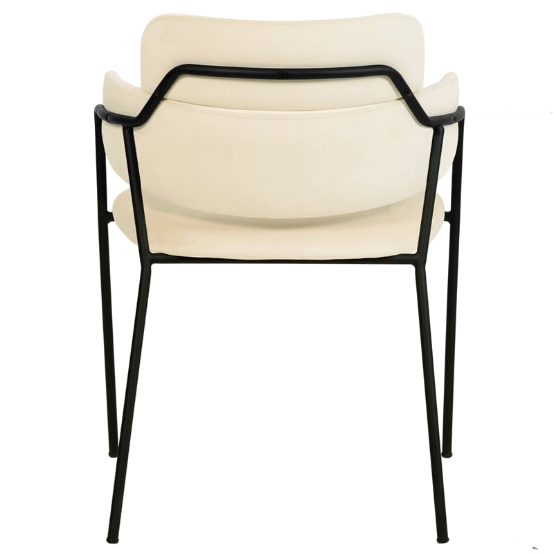 Velvet Dining Chair with Powder-Coated Stainless Steel Legs in Beige