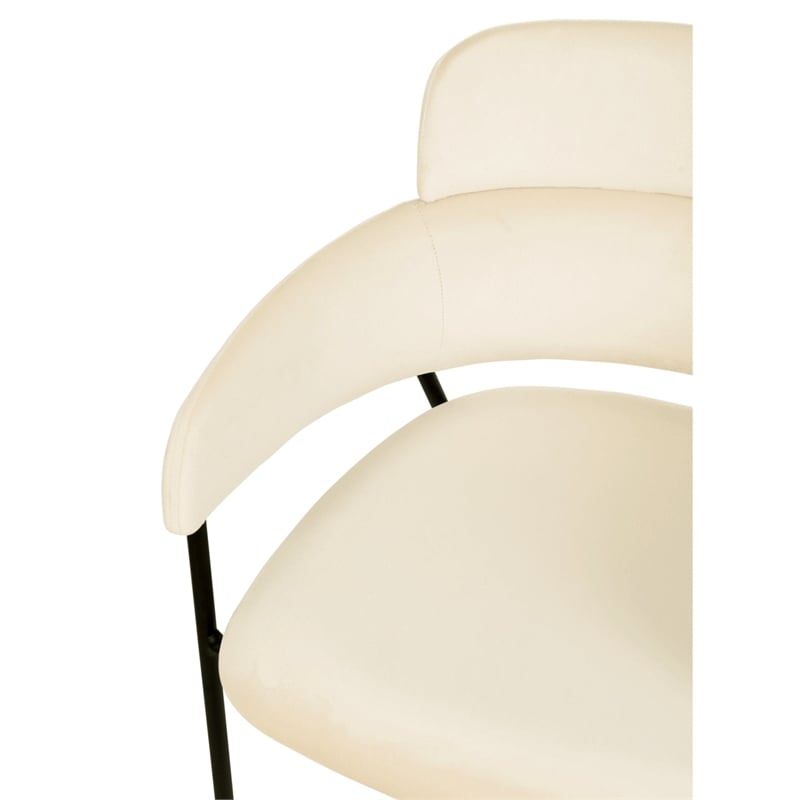Velvet Dining Chair with Powder-Coated Stainless Steel Legs in Beige