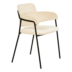 Velvet Dining Chair with Powder-Coated Stainless Steel Legs in Beige