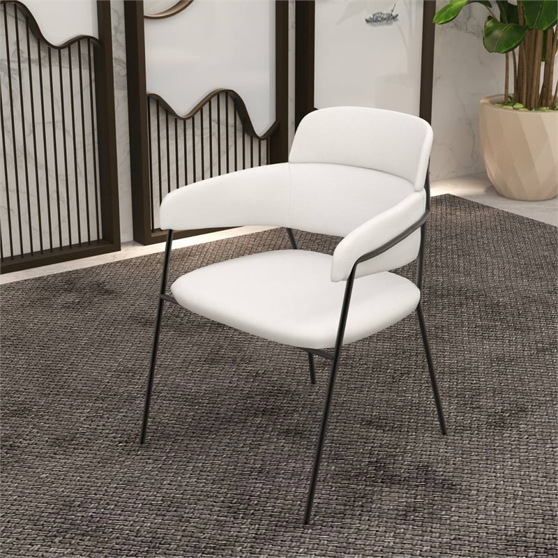 Polyester Dining Chair with Powder-Coated Stainless Steel Legs in White