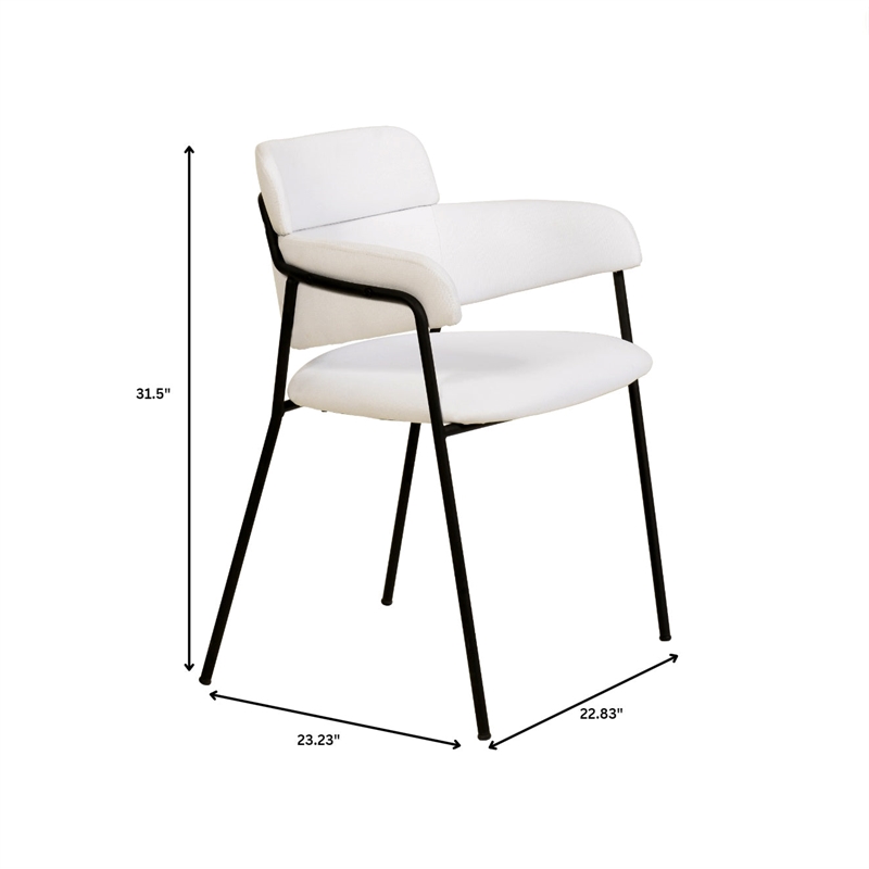 Polyester Dining Chair with Powder-Coated Stainless Steel Legs in White