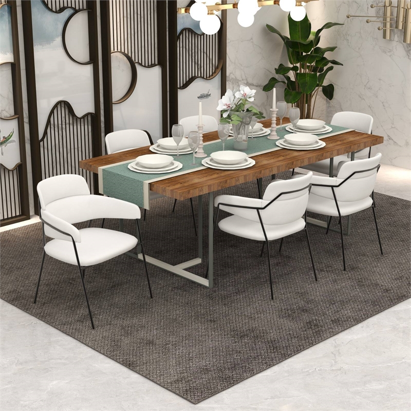 Polyester Dining Chair with Powder-Coated Stainless Steel Legs in White
