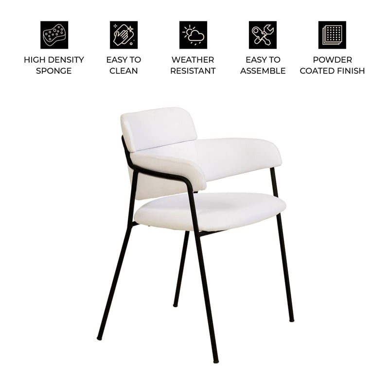 Polyester Dining Chair with Powder-Coated Stainless Steel Legs in White