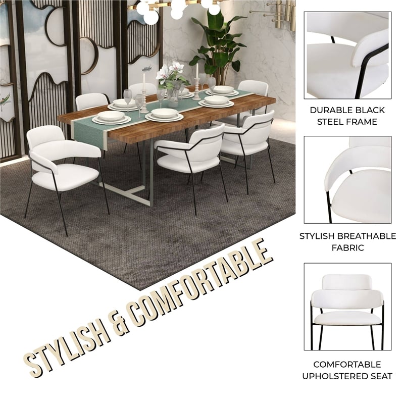 Polyester Dining Chair with Powder-Coated Stainless Steel Legs in White