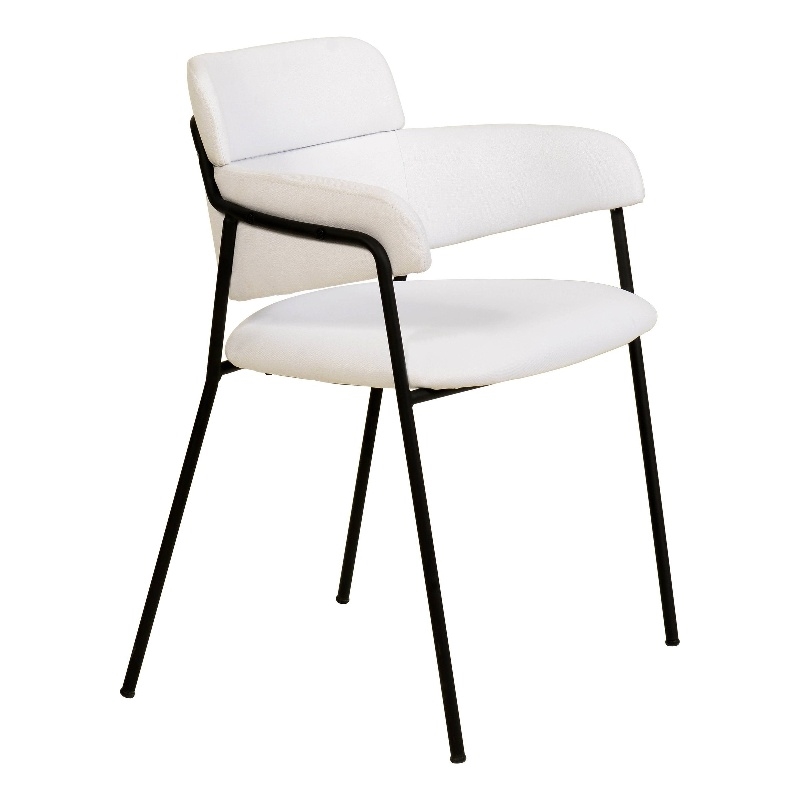 Polyester Dining Chair with Powder-Coated Stainless Steel Legs in White