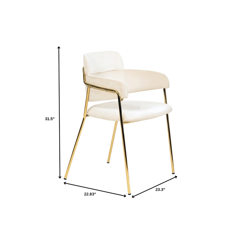 Velvet Dining Chair with Gold Powder-Coated Stainless Steel Legs in Beige