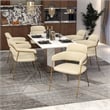 Velvet Dining Chair with Gold Powder-Coated Stainless Steel Legs in Beige