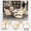 Velvet Dining Chair with Gold Powder-Coated Stainless Steel Legs in Beige
