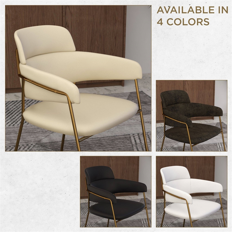 Velvet Dining Chair with Gold Powder-Coated Stainless Steel Legs in Beige