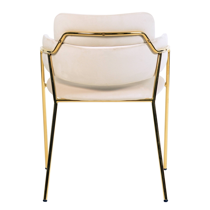 Velvet Dining Chair with Gold Powder-Coated Stainless Steel Legs in Beige