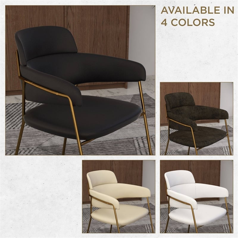 Velvet Dining Chair with Gold Powder-Coated Stainless Steel Legs in Black