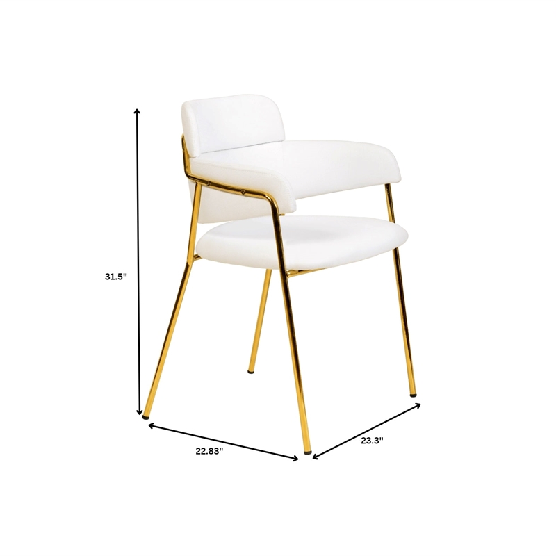 Polyester Dining Chair with Gold Powder-Coated Stainless Steel Legs in White