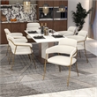 Polyester Dining Chair with Gold Powder-Coated Stainless Steel Legs in White