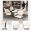 Polyester Dining Chair with Gold Powder-Coated Stainless Steel Legs in White